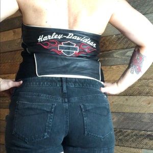 Harley-Davidson leather zip-front halter top EUC